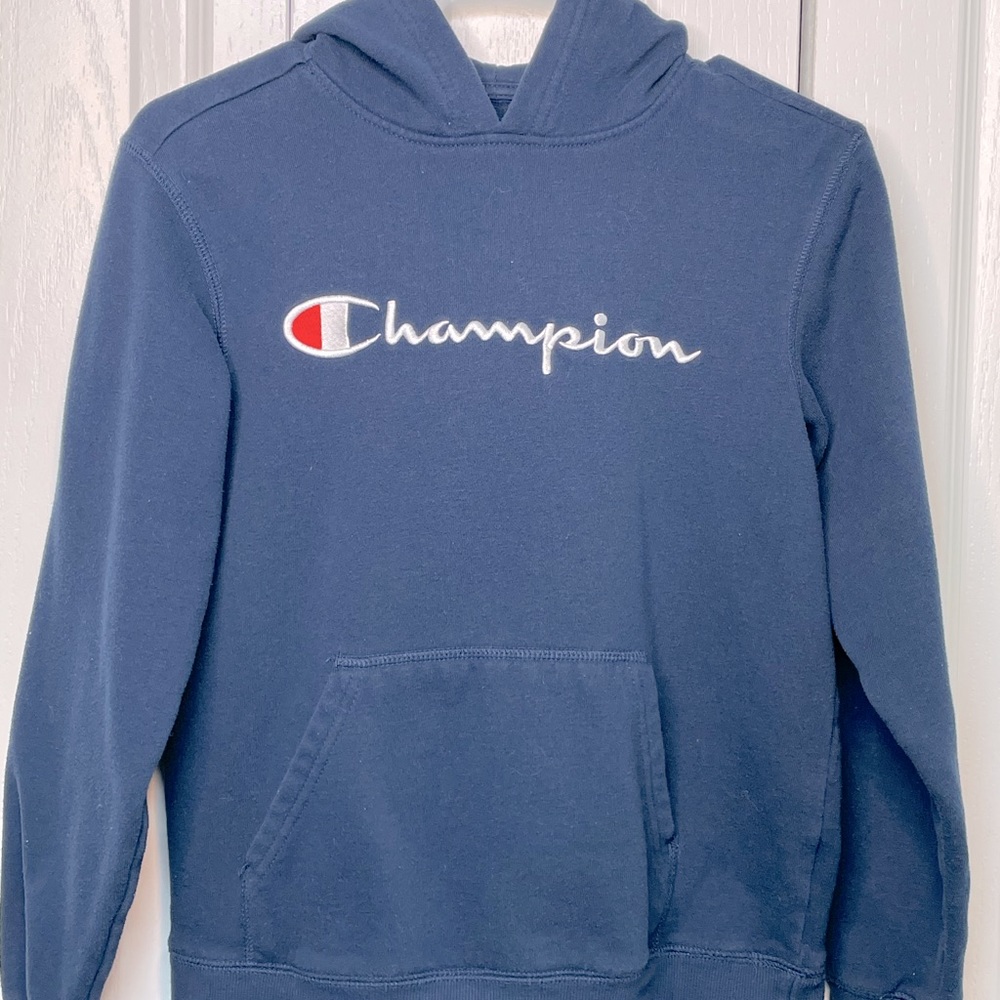 blue champion hoodie